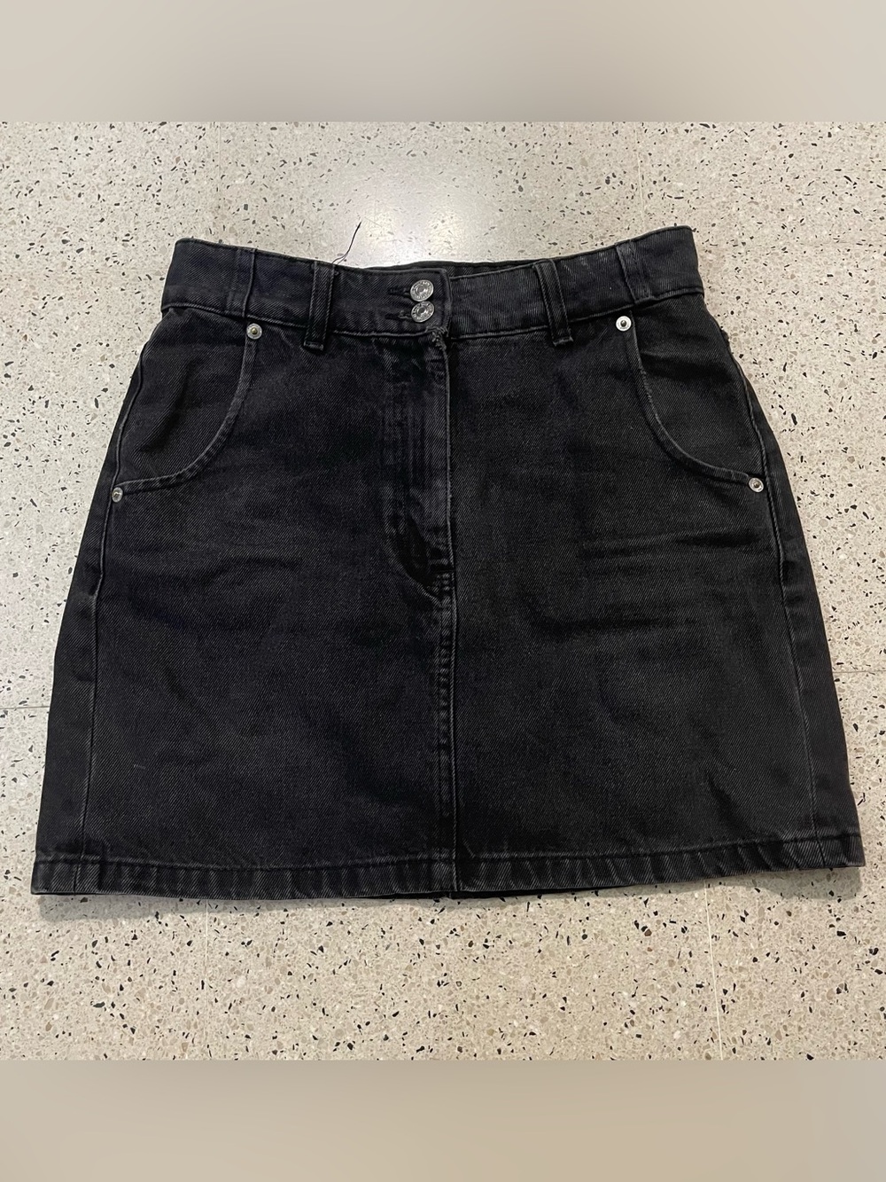 Mango Black Denim Mini Skirt